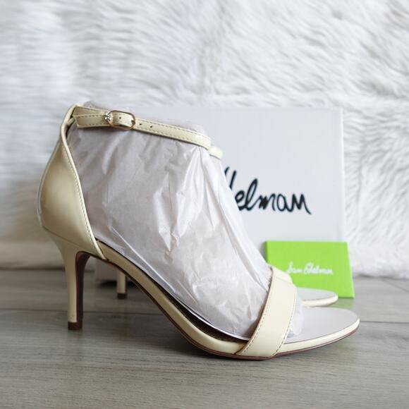 Sam Edelman Patti Ankle Strap Sandal Cream Patent New size 9.5W Wide - Picture 1 of 16